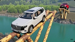 Автомобили против разрушенного моста из брёвен и глубокой воды — BeamNG Drive 🔥 ULTIMATE Челлендж