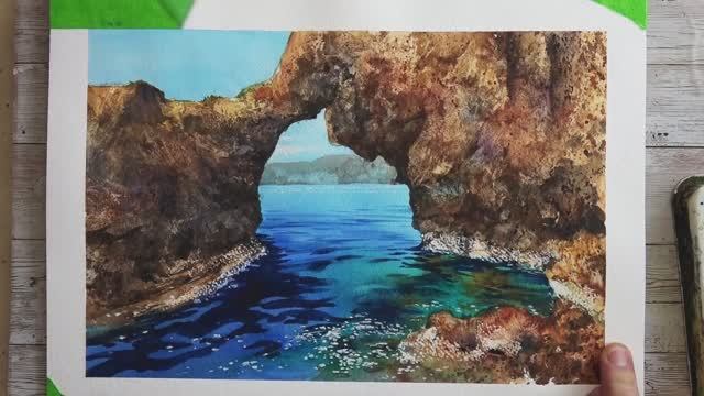 Как нарисовать морской пейзаж акварелью