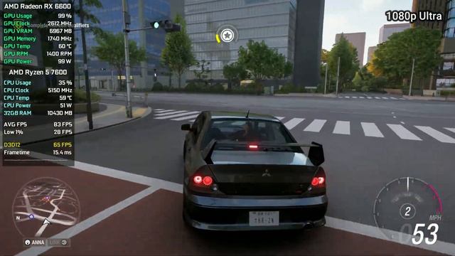 Forza Horizon 6 | RX 6600 | Ryzen 5 7600 | 1080p | FSR