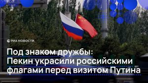 Под знаком дружбы: Пекин украсили российскими флагами перед визитом Путина