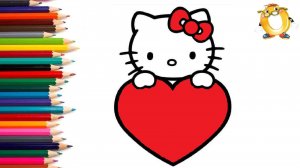 Мультик - раскраска для детей HELLO KITTY. Учимся как рисовать HELLO KITTY  // ОБУЧАШКА ТВ