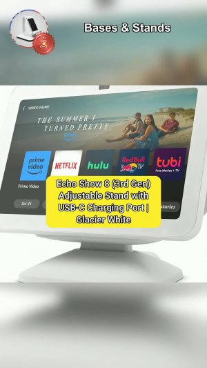 3⃣Echo Show 8 (3rd Gen) Adjustable Stand with USB-C Charging Port | Glacier White