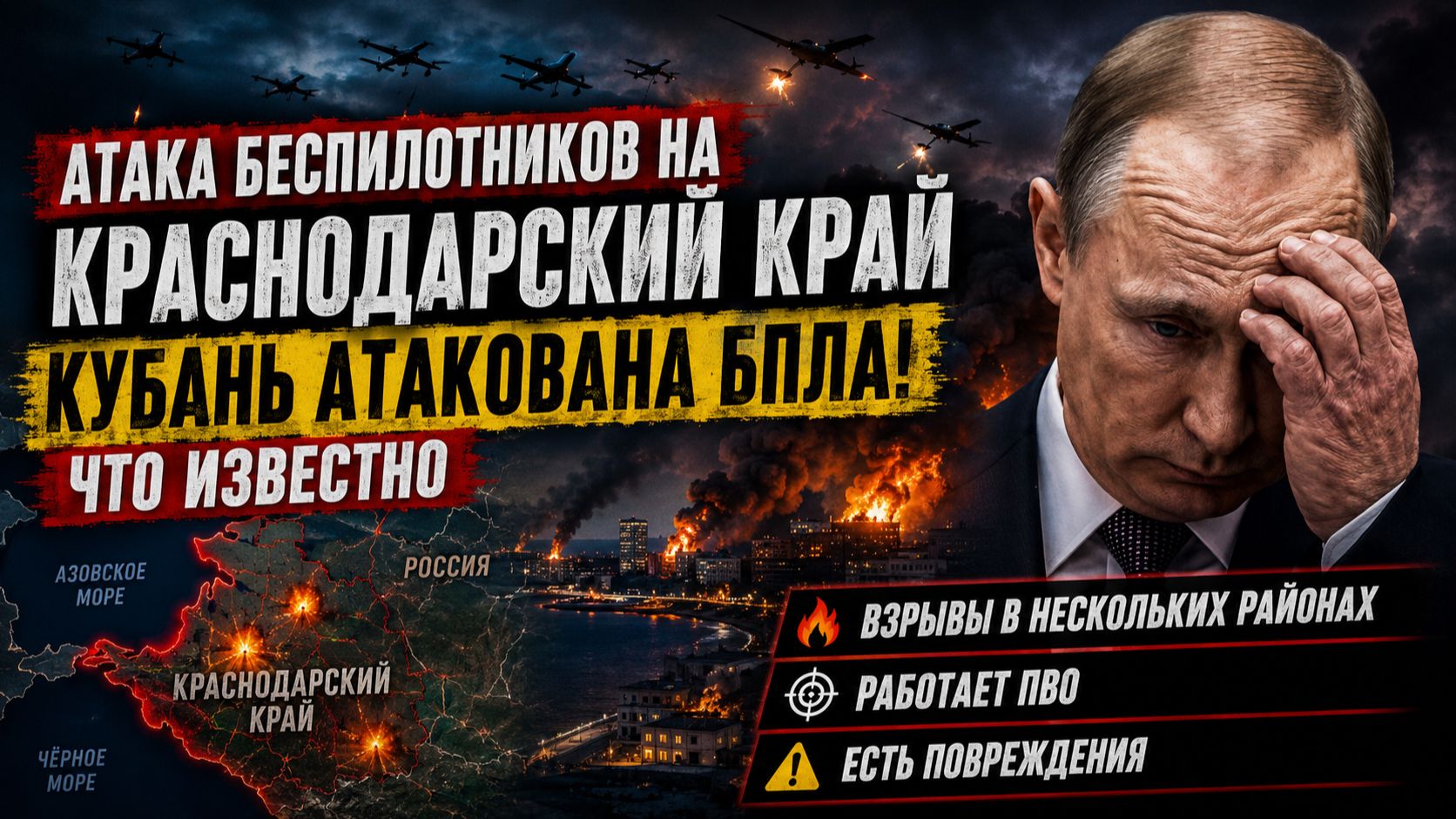 Атака беспилотников на Краснодарский край - Кубань АТАКОВАНА БПЛА-Что известно