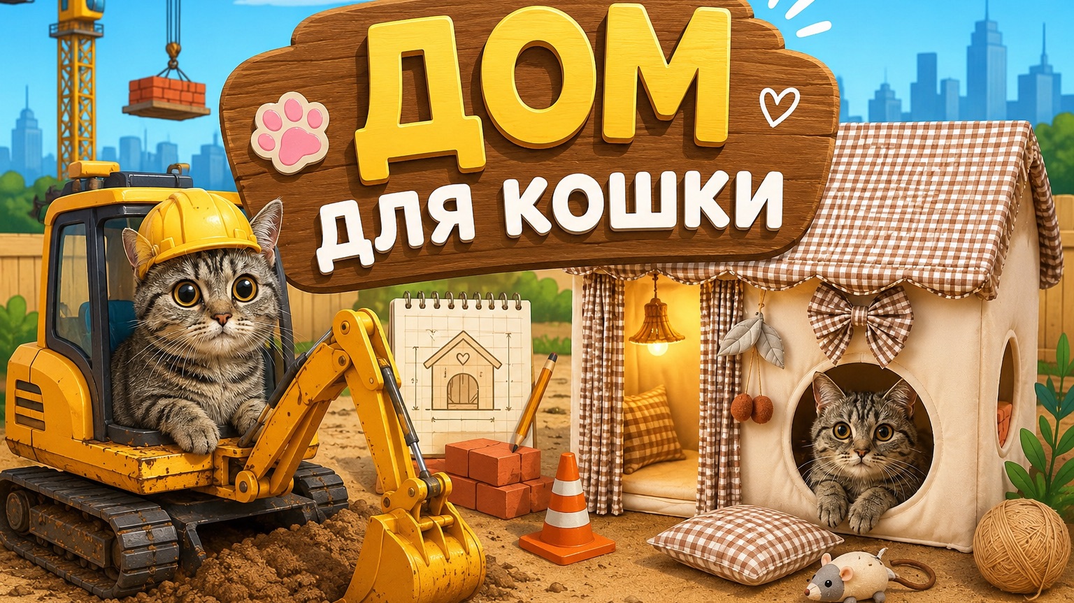 Строим дом для кошки. Играем и обучаемся весело.
