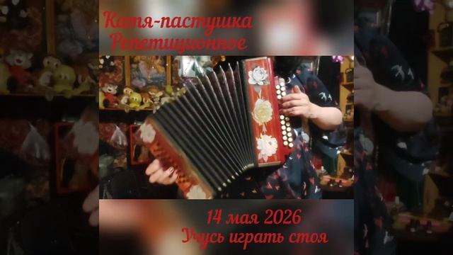 Катя-пастушка. Учусь играть на гармошке.