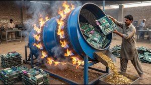 Техника по извлечению золота из использованных материнских плат. Пакистан