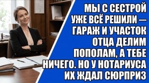 Мы с сестрой уже всё решили — гараж и участок отца делим пополам, а тебе ничего. Но у нотариуса их..