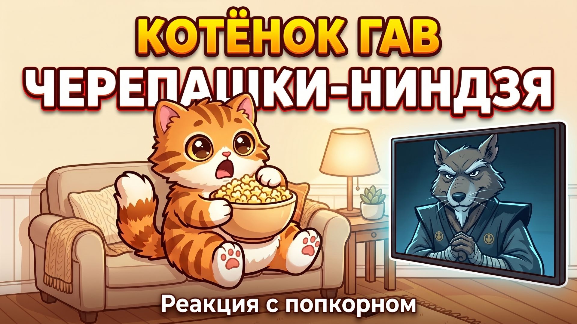 Котёнок Гав смотрит «Черепашек-ниндзя» Реакция!