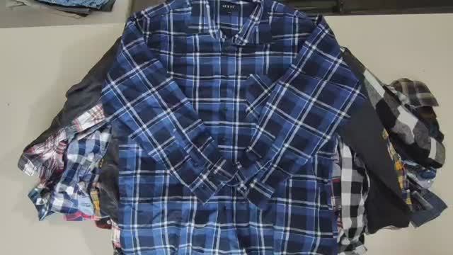 Лот 304 Мужские Рубашки Фланель Cotton Клетка Германия ПРЕМИУМ 1080р_кг 15,9кг 49ед