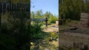 Работа на даче. Жгём ветки. Мама за кадром.
