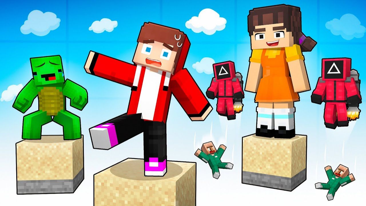 ИГРА «Джей-Джей и Майки ОДИН БЛОК-СКВИД» — Майзен Анимация Minecraft