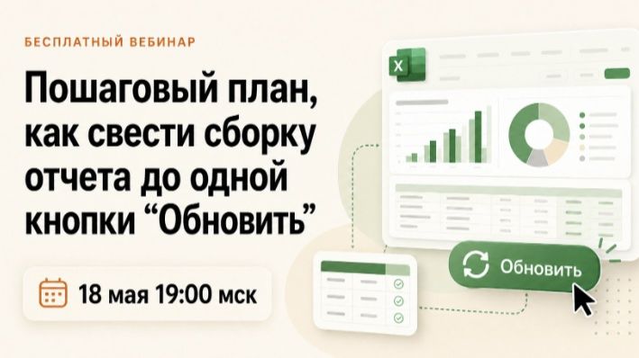 2026-05-18. Академия Excel. Пошаговый план, как свести сборку отчёта до одной кнопки «Обновить»