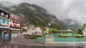 Прогулка под дождем в Интерлакене, Швейцария 🇨🇭 4K
