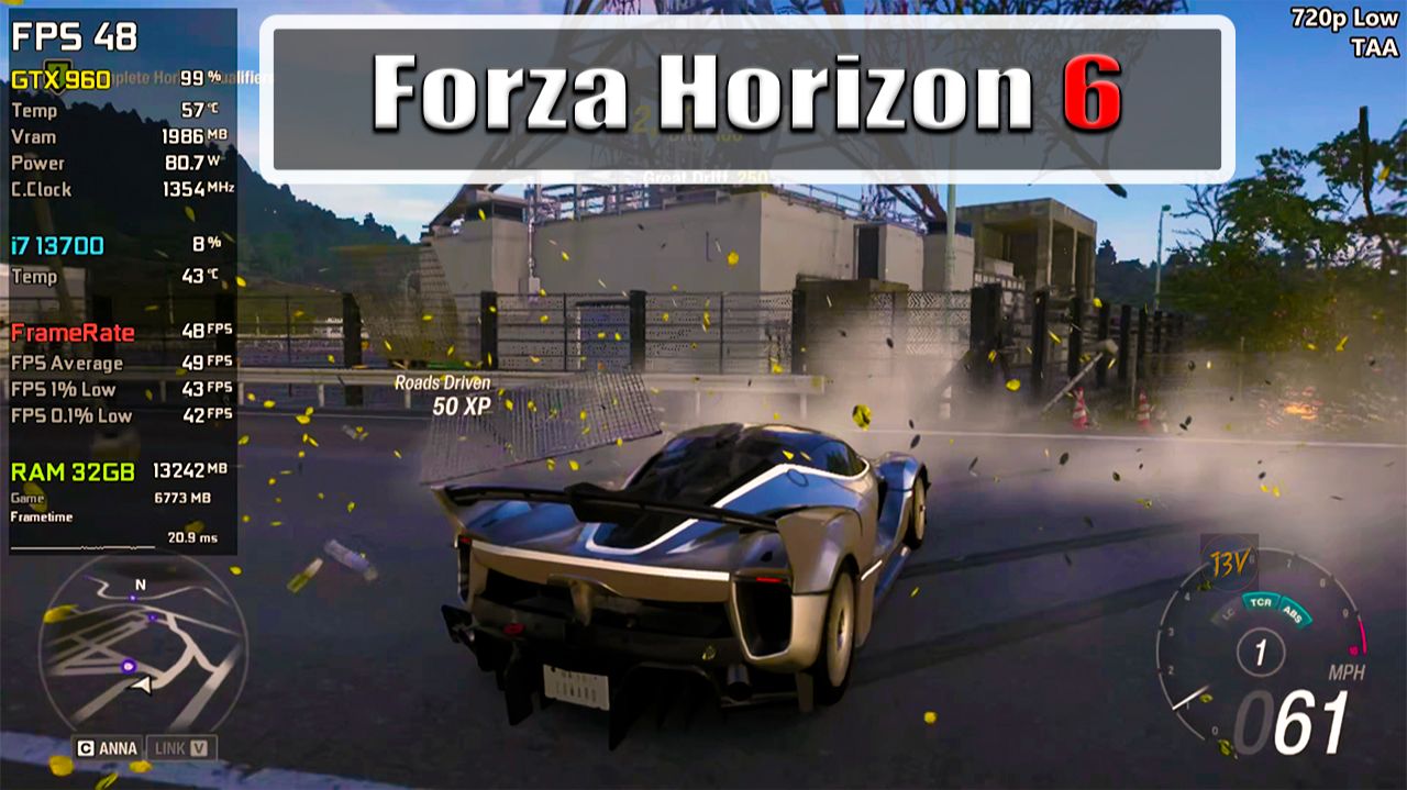 Gtx 960   Forza Horizon 6 - 4K 1440P, 1080P, 900P, 720P, Fsr 3.1.5 Q - Medium, Low, V.Low