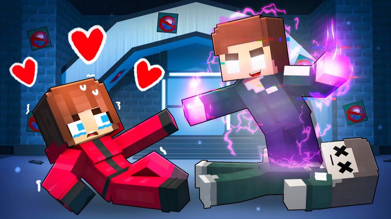 Dark JJ Player и JJ`s Girl PINK SOLDIER — Игра про кальмаров — Майзен Анимация Minecraft