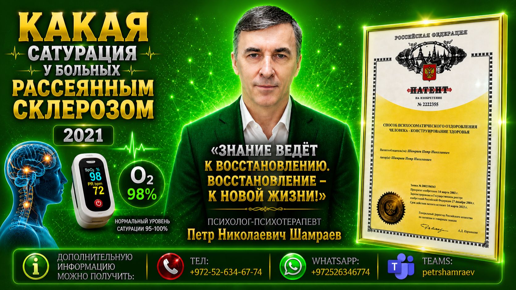 Какая сатурация у больных рассеянным склерозом (2021)
