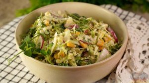 САЛАТ «ВЕСЕННИЙ» С КАПУСТОЙ, РЕДИСКОЙ И КУКУРУЗОЙ