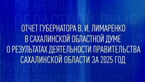 Отчет губернатора В.И. Лимаренко в облдуме о работе правительства региона за 2025 год.