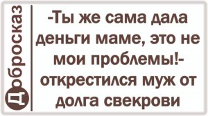 -Ты же сама дала деньги маме, это не мои проблемы!- открестился муж от долга свекрови