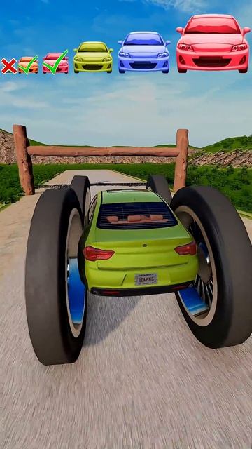 Большие и маленькие машины против ловушки из брёвен — BeamNG.drive #shorts