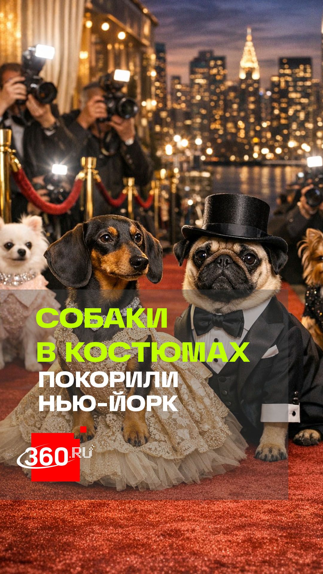 Такса в платье, мопс в цилиндре - модная тусовка для животных Pet Gala в Нью-Йорке