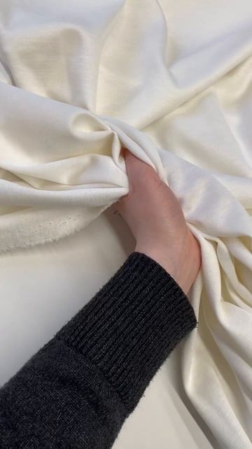Хлопковый трикотаж Dondi с двумя лицевыми в молочном цвете