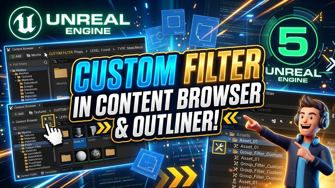 Создание и использование Custom Filters в Content Browser и Outliner в Unreal Engine 5