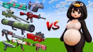ИГРЫ ПУШКИ ОРУЖИЕ ПРОТИВ БЕРЕМЕННОГО ГУГУ ГАГА ПИНГВИНА В MINECRAFT !