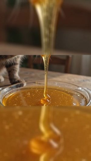 Мама-Кошка и Янтарный Негтар 🐾🍯 | Satisfying Stretching Honey ASMR #shorts