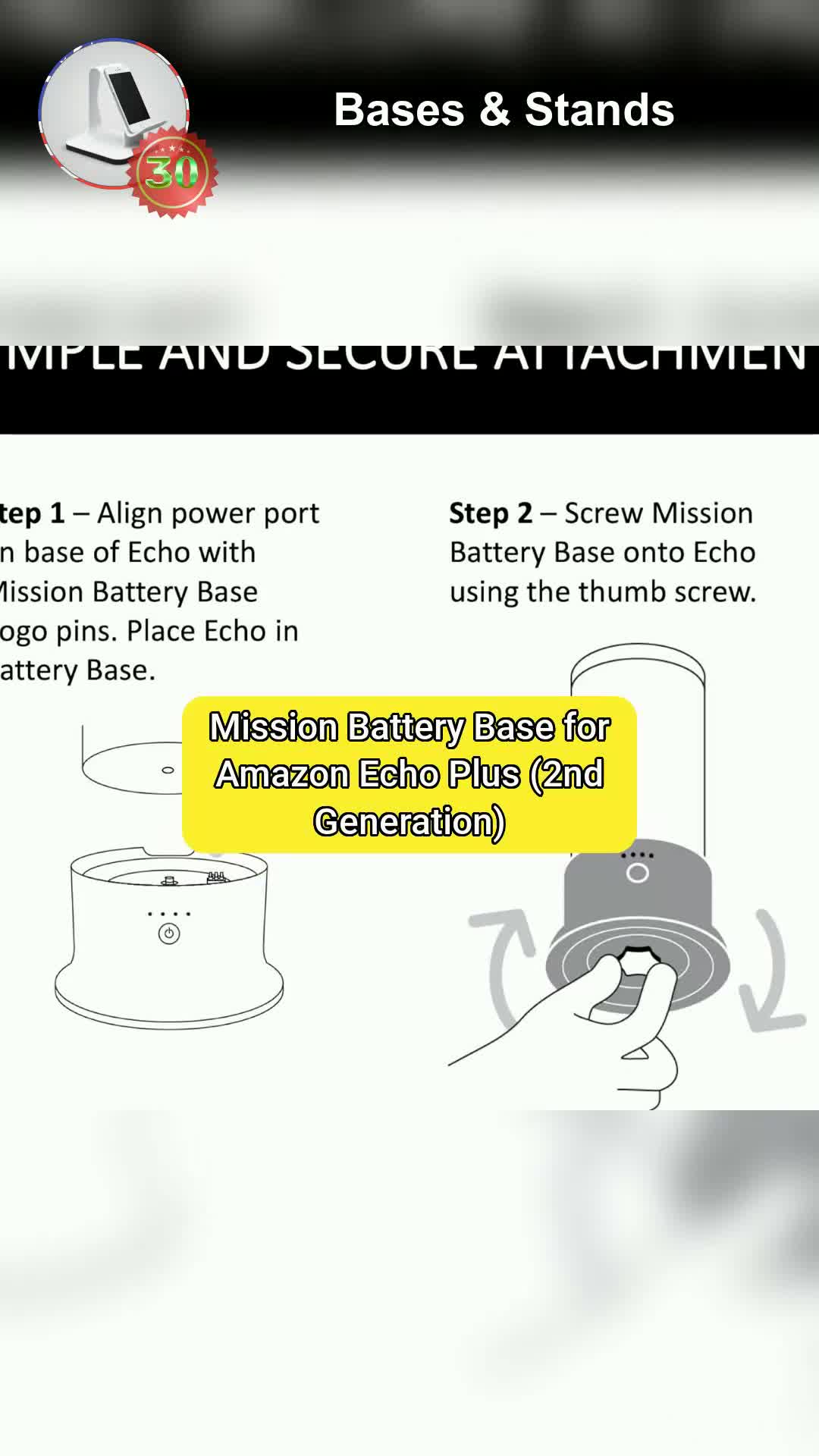 3⃣0⃣Mission Battery Base For Amazon Echo Plus (2nd Generation)