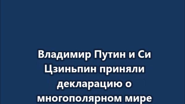 Владимир Путин и Си Цзиньпин приняли декларацию о многополярном мире