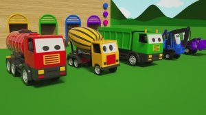Игрушечные машинки - экскаватор, мусоровоз, трактор, полицейская машина и пожарная машина для детей
