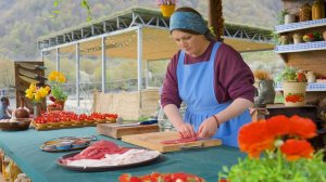 Пицца с Сыром и Говяжья ножка, запеченная на вертеле Азербайджанская  Деревенская Кухня  Рецепты