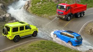 Автомобили против быстрой реки: Безумный челлендж #4 в BeamNG Drive! (Спецвыпуск — Длинное видео)