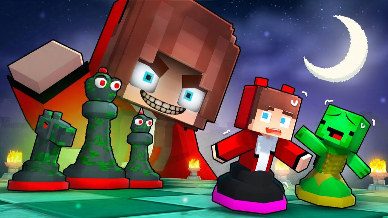 Джей-Джей и Майки против CRAZY Girl STALKER в шахматах — Майзен Анимация Minecraft