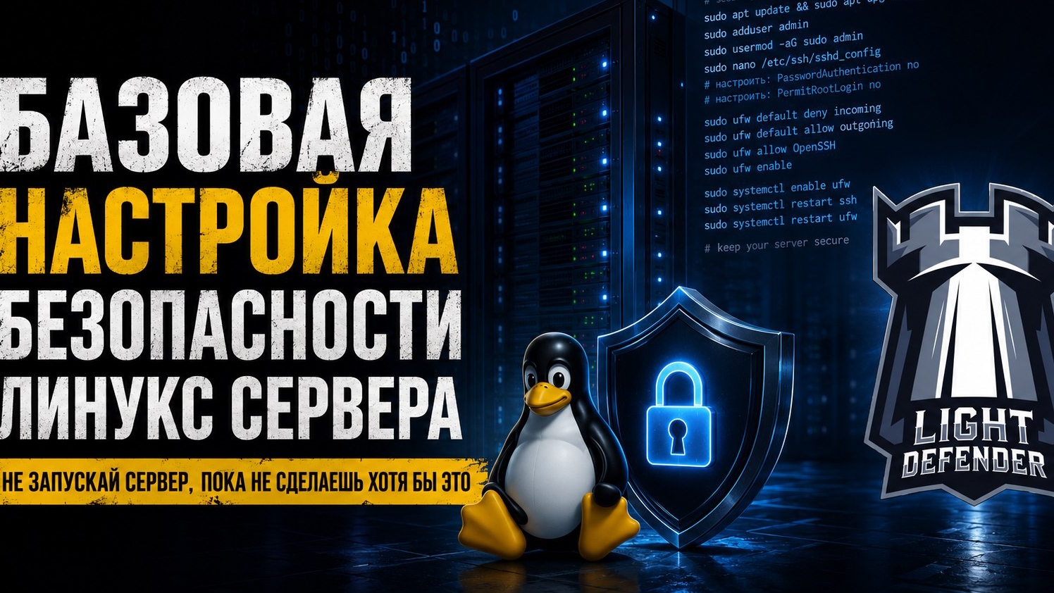 Базовая настройка безопасности сервера за 3 минуты для новичков.