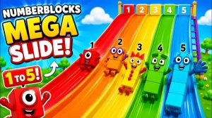 ГИГАНТСКАЯ РАДУЖНАЯ ГОРКА РАЗВЛЕЧЕНИЕ 🌈🛝 ЧИСЛОБЛОКИ 1–5 СЪЕЗЖАЮТ ВНИЗ ✨