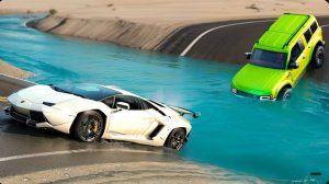 Автомобили против быстрой реки и обратного лежачего полицейского 🔥 BeamNG Drive