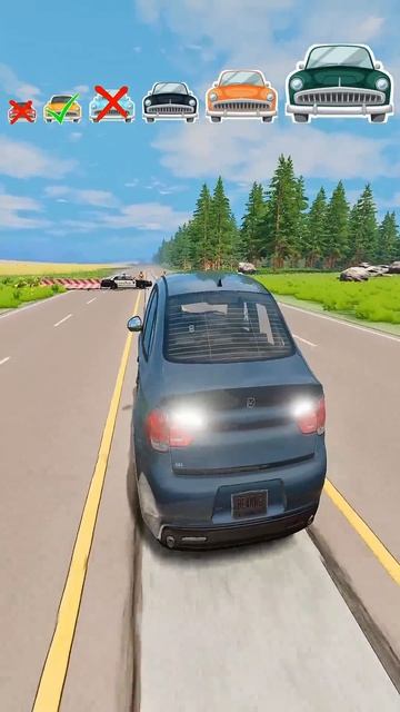 Большие и маленькие машины против полицейского заслона — BeamNG.drive #shorts