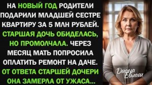 Родители подарили младшей дочери квартиру за 5 млн. Старшая обиделась, но промолчала!