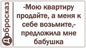 -Мою квартиру продайте, а меня к себе возьмите,- предложила мне бабушка