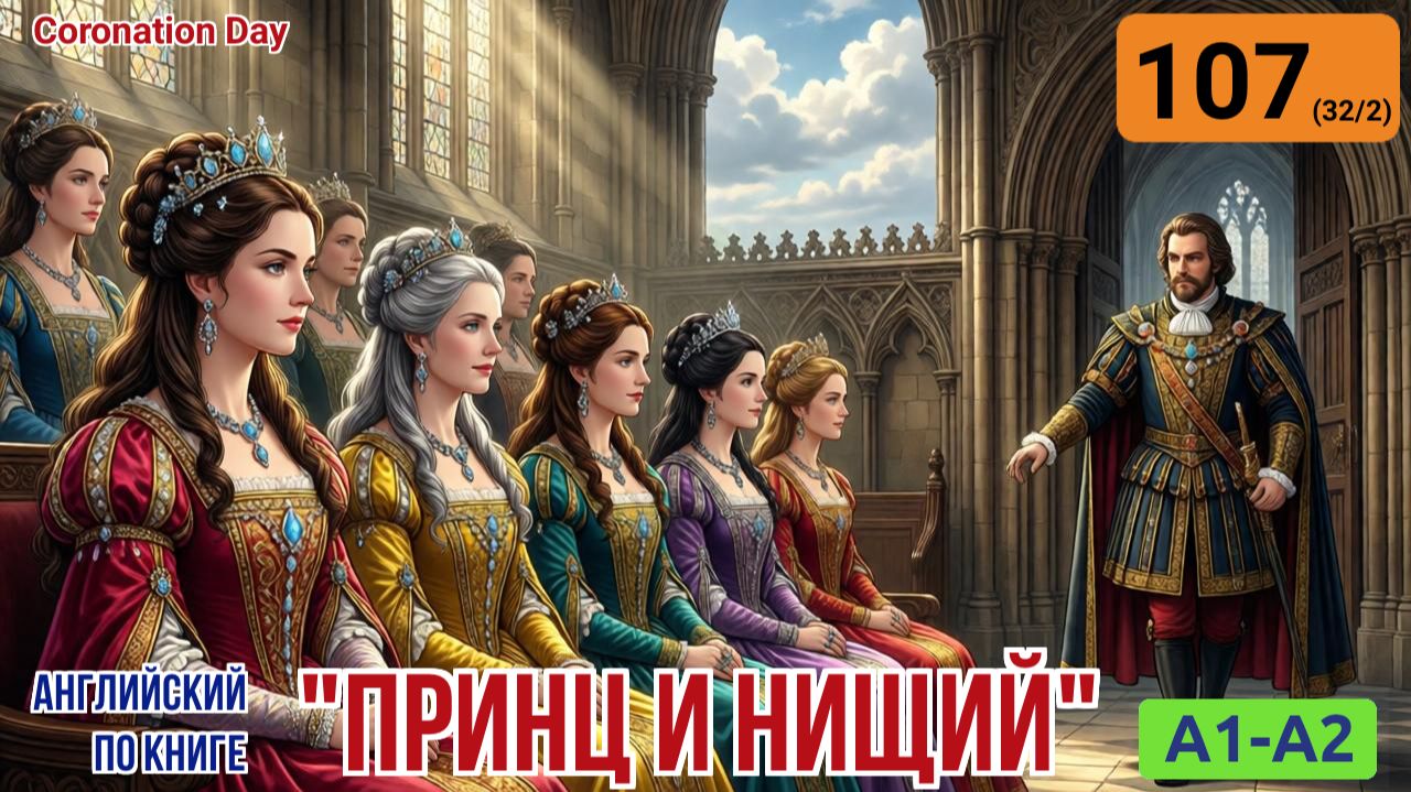 "Принц и нищий" на английском | Глава 32/2: Начало церемонии и появление самозванца | A1-A2