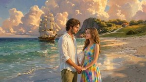 Romantic - she is waiting for her love, gazing into the vastness of the sea