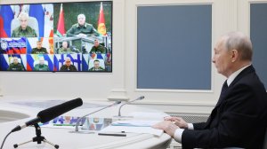 Владимир Путин и Президент Белоруссии А.Лукашенко по видеосвязи провели учения ядерных сил, 21 мая