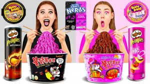 Челлендж с едой «Розовое или Черное» #3 # Едим продукты 1 цвета целый день с BooBoom Challenge