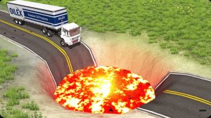 Автомобили против гигантского кратера в BeamNG Drive!