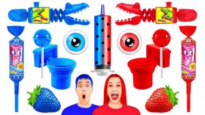 Красно-Синий Челлендж #3 # Едим продукты одного цвета целый день с BooBoom Challenge