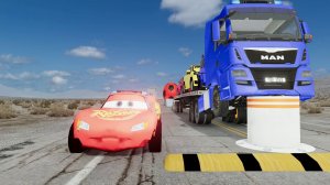 ТАЧКИ МОЛНИЯ МАКВИН НА ГРУЗОВИКЕ 🚚 Ямы против Машинок 💥 Мультик БИМЕНДЖИ ДРАЙВ