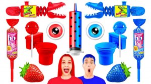 Красно-Синий Челлендж #2 # Едим продукты одного цвета целый день с BooBoom Challenge