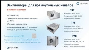 🔥 Прямоугольные канальные вентиляторы Системэйр ТКТ / ТРС / ТМБ